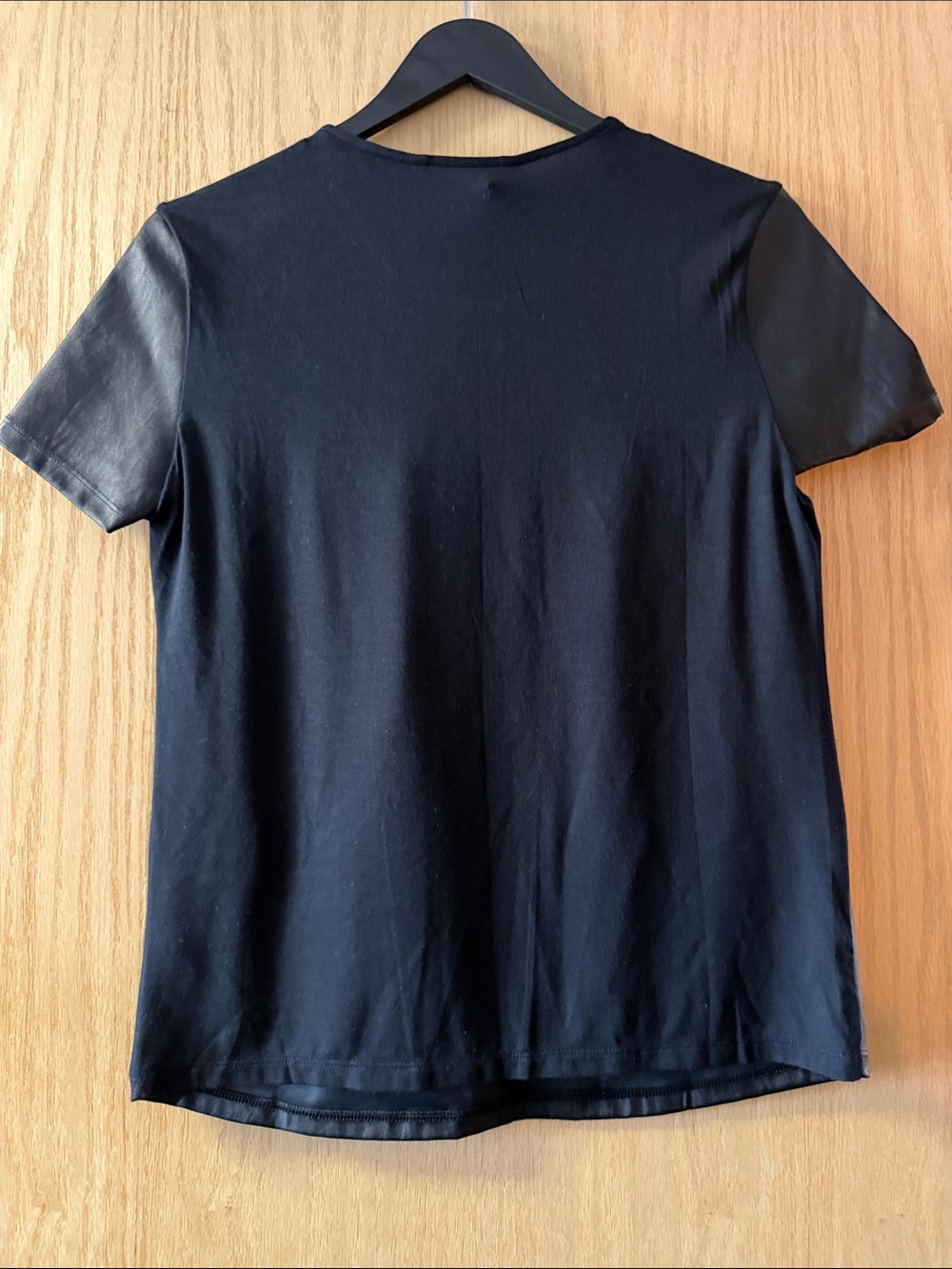 Armani Exchange Black Faux Leather Short Sleeve Top - Picture 3 of 5
